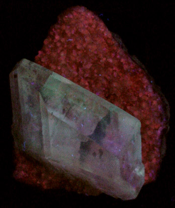 Gypsum var. Selenite on Calcite from Morocco