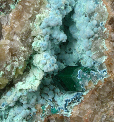 Dioptase and Plancheite from Omaue, Kaokoveld, Namibia