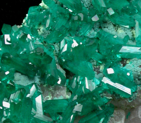 Dioptase with Plancheite from Omaue, Kaokoveld, Namibia