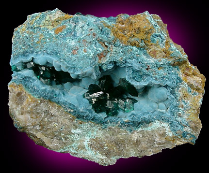 Dioptase and Plancheite from Omaue, Kaokoveld, Namibia