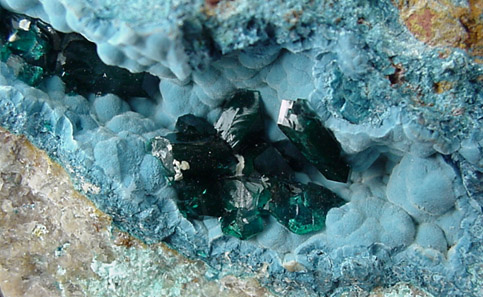 Dioptase and Plancheite from Omaue, Kaokoveld, Namibia