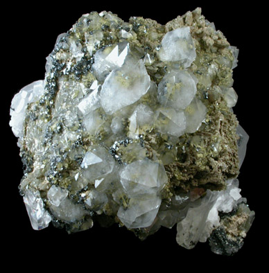 Calcite with Quartz, Ilvaite, Hematite from Second Sovietskiy Mine, Dalnegorsk, Primorskiy Kray, Russia