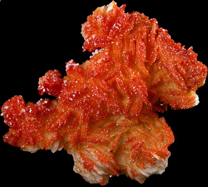 Vanadinite on Barite from Mibladen, Haute Moulouya Basin, Zeida-Aouli-Mibladen belt, Midelt Province, Morocco