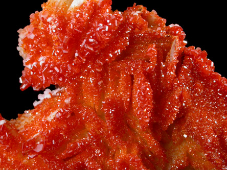 Vanadinite on Barite from Mibladen, Haute Moulouya Basin, Zeida-Aouli-Mibladen belt, Midelt Province, Morocco