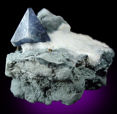 Benitoite in Natrolite from Benitoite Gem Mine, San Benito County, California (Type Locality for Benitoite)