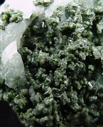 Epidote in Calcite from Route 111 construction site, west of Old Mine Park, Trumbull, Connecticut