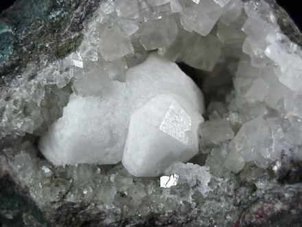 Analcime on Calcite from Upper New Street Quarry, Paterson, Passaic County, New Jersey