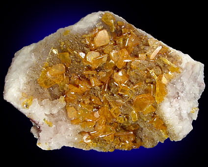 Wulfenite on Calcite from Villa Ahumada, Sierra de Los Lamentos, Chihuahua, Mexico