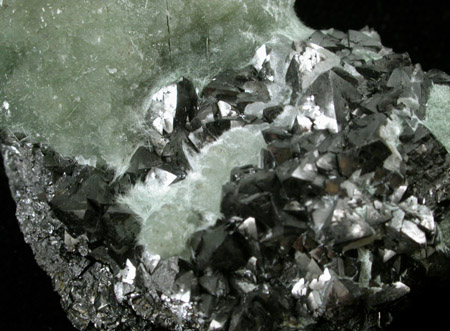 Magnetite, Pyrite, Calcite with Byssolite inclusions from French Creek Iron Mine, St. Peters, Chester County, Pennsylvania