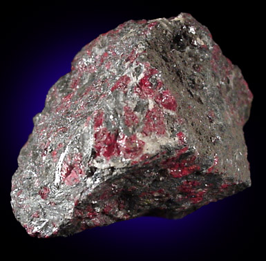 Cinnabar in Stibnite from New Almaden District, Santa Clara County, California