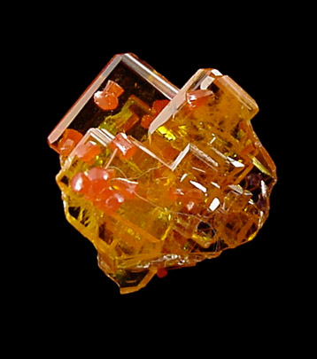 Vanadinite on Wulfenite from Rowley Mine, 20 km northwest of Theba, Painted Rock Mountains, Maricopa County, Arizona