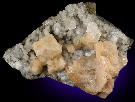 Gmelinite on Calcite and Quartz from New Street Quarry, Paterson, Passaic County, New Jersey