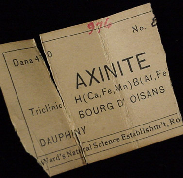 Axinite-(Fe) from Bourg d'Oisans, Isere, Dauphine Region, Rhone-Alpes, France