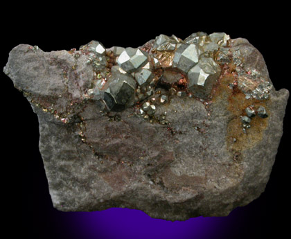 Pyrite (diploid crystal form) from Huntsville, Logan County, Ohio