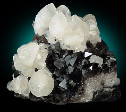 Calcite on Smoky Quartz from Upper New Street Quarry, Paterson, Passaic County, New Jersey