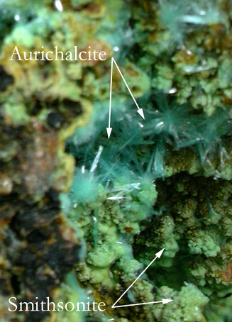 Aurichalcite and Smithsonite from Kelly Mine, Magdalena District, Socorro County, New Mexico