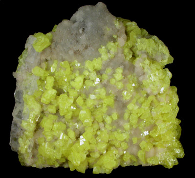 Sulfur on Celestine from Cianciana, Sicily, Italy