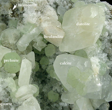 Datolite, Prehnite, Calcite from New Street Quarry, Paterson, Passaic County, New Jersey