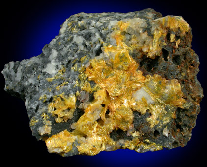 Orpiment, Calcite, Realgar from Getchell Mine, Humboldt County, Nevada