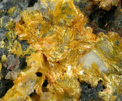 Orpiment, Calcite, Realgar from Getchell Mine, Humboldt County, Nevada