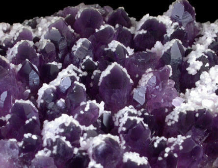 Calcite on Amethyst Quartz from Guanajuato, Mexico