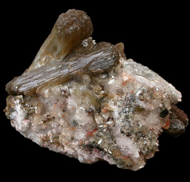 Stilbite, Calcite, Quartz from Upper New Street Quarry, Paterson, Passaic County, New Jersey