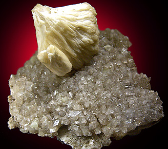 Stilbite on Calcite over Datolite from Prospect Park Quarry, Prospect Park, Passaic County, New Jersey