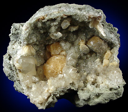 Stilbite and Calcite from Fanwood Quarry (Weldon Quarry), Watchung, Somerset County, New Jersey
