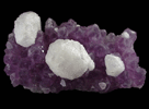 Calcite on Amethyst Quartz from San Juan de Rayas Mine, 270 Level, Guanajuato, Mexico