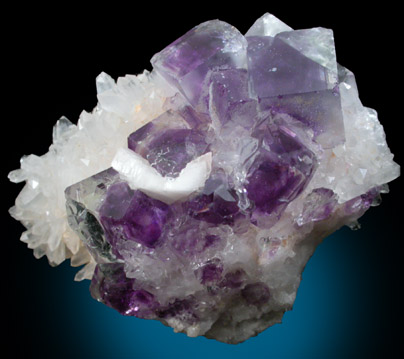 Fluorite on Quartz from Shangbao Mine, Leiyang, Hunan, China