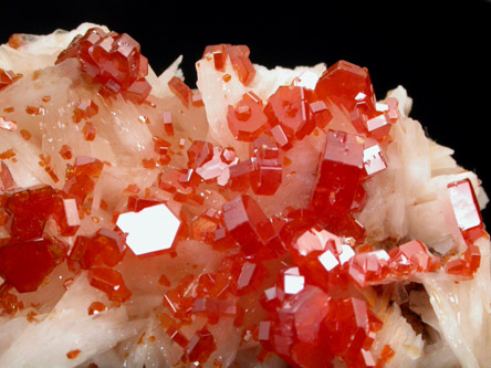 Vanadinite on Barite from Mibladen, Haute Moulouya Basin, Zeida-Aouli-Mibladen belt, Midelt Province, Morocco