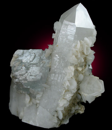 Fluorite and Calcite on Quartz from Xianghualing Cassiterite Mine, 32 km north of Linwu, Hunan Province, China