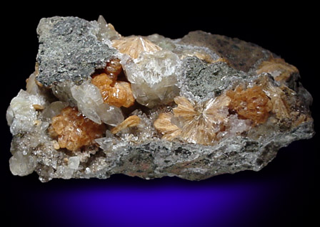 Stilbite and Calcite from Houdaille Quarry (Consolidated Quarry), Little Falls Twp., north of Montclair State University, Essex County, New Jersey