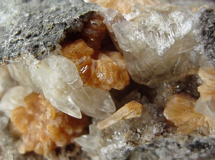 Stilbite and Calcite from Houdaille Quarry (Consolidated Quarry), Little Falls Twp., north of Montclair State University, Essex County, New Jersey