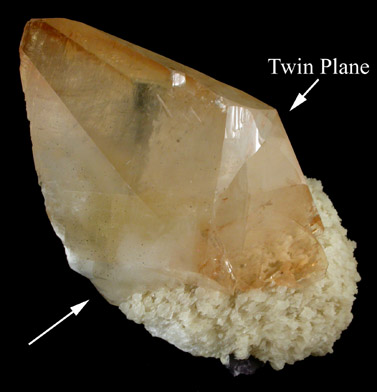 Calcite (C-axis Twin) on Barite from Elmwood Mine, Carthage, Smith County, Tennessee
