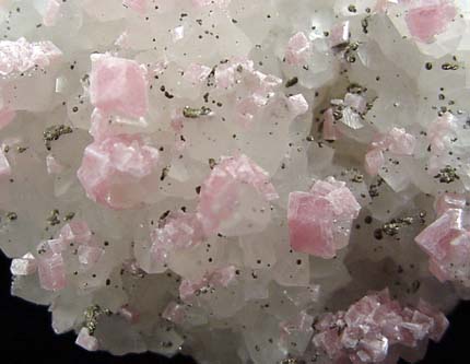 Rhodochrosite, Pyrite, Quartz from Huaron Mine, Pasco Department, Peru