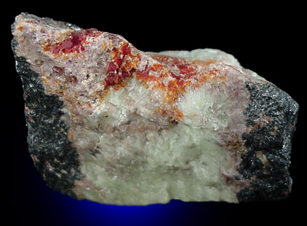Zincite on Willemite from Franklin Mining District, Sussex County, New Jersey (Type Locality for Zincite)