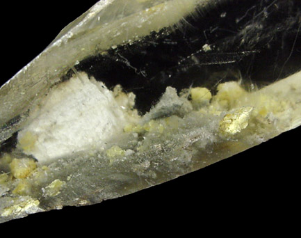 Gypsum var. Selenite with Sulfur inclusions from Miniera Racalmuto, Agrigento, Sicily, Italy