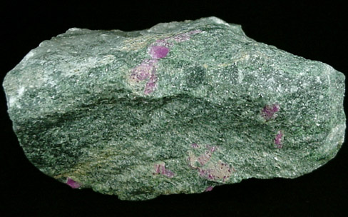 Corundum var. Ruby in green Smaragdite from Franklin District, Macon County, North Carolina