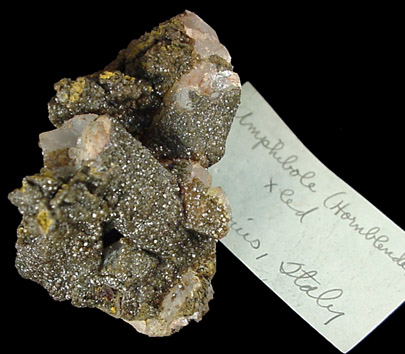 Hornblende crystals on Quartz from Vesuvius, Italy