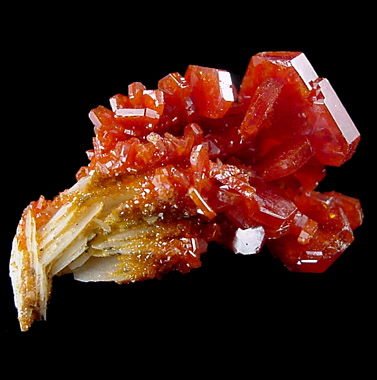 Vanadinite on Barite from Mibladen, Morocco