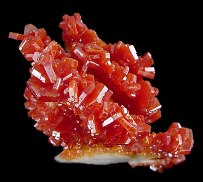 Vanadinite on Barite from Mibladen, Morocco