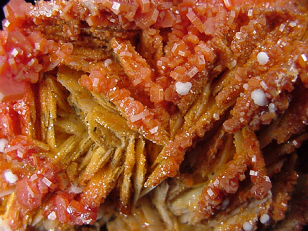 Vanadinite on Barite from Mibladen, Morocco