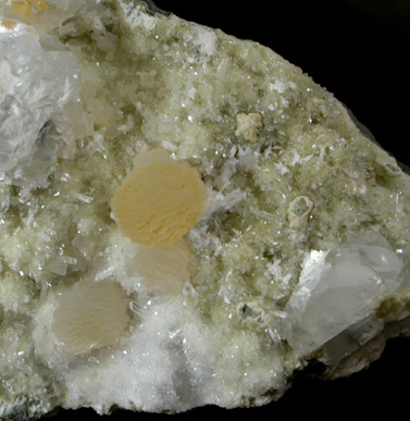 Gyrolite on Quartz with Calcite from Pune District, Maharashtra, India