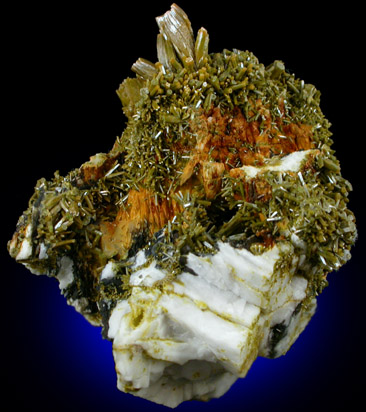 Pyromorphite on Barite from Mine des Farges, Ussel, Corrèze, France