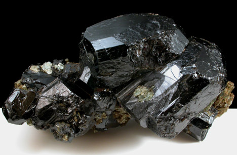Uvite Tourmaline with Actinolite from Selleck Road, West Pierrepont, St. Lawrence County, New York