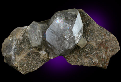 Quartz var. Herkimer Diamond with Calcite from Eastern Rock Products Quarry (Benchmark Quarry), St. Johnsville, Montgomery County, New York