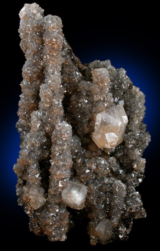 Calcite over Limonite Stalactites from El Potosi Mine, Level 16, Santa Eulalia District, Aquiles Serdán, Chihuahua, Mexico