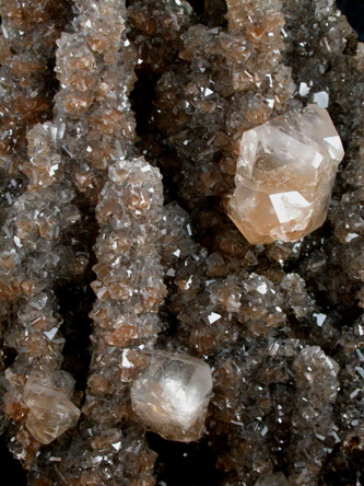 Calcite over Limonite Stalactites from El Potosi Mine, Level 16, Santa Eulalia District, Aquiles Serdn, Chihuahua, Mexico