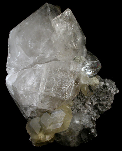 Quartz var. Herkimer Diamond with Calcite from Eastern Rock Products Quarry (Benchmark Quarry), St. Johnsville, Montgomery County, New York